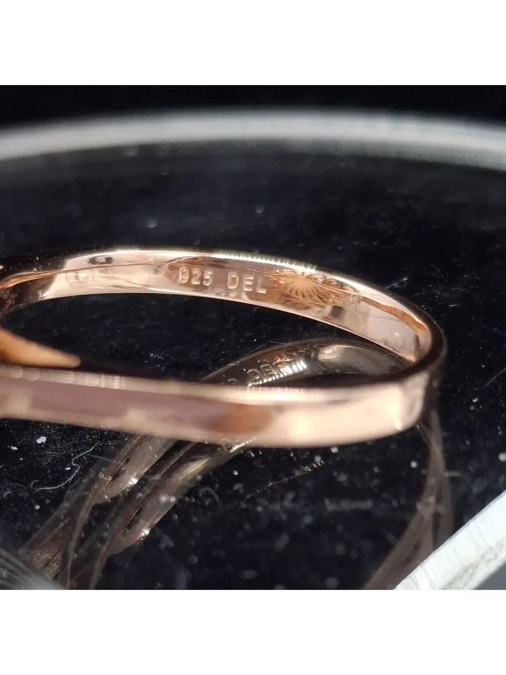 Rose Gold Over Sterling Silver Ring With CZ's Sz 8